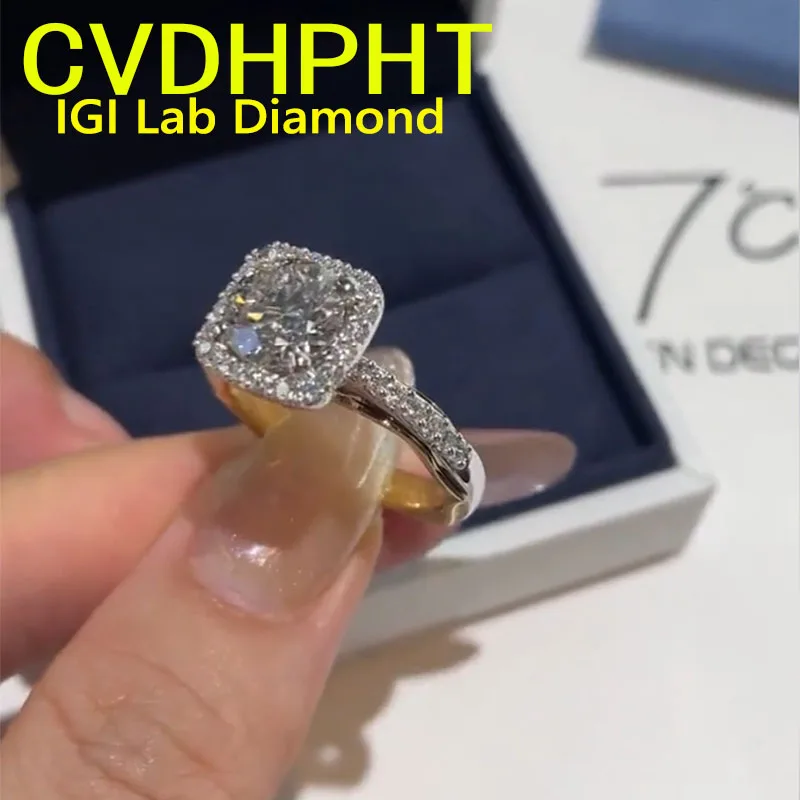Factory sell ﻿ Au585 14K White and Yellow Gold Ring IGI Lab Growing Diamond Ring Round D Color 3Ct wedding ring