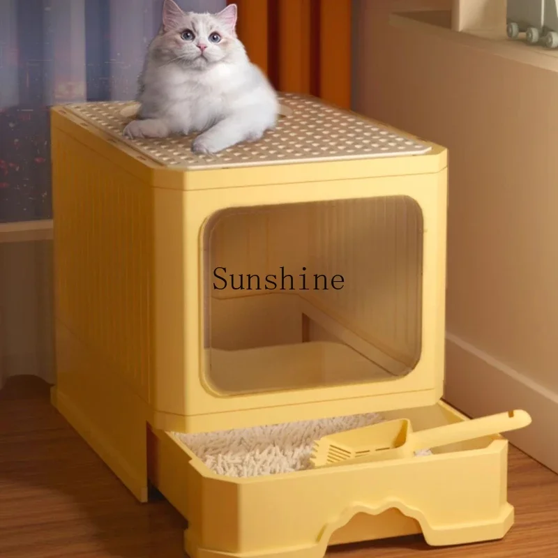 Fully enclosed cat toilet cat sand basin anti-splash