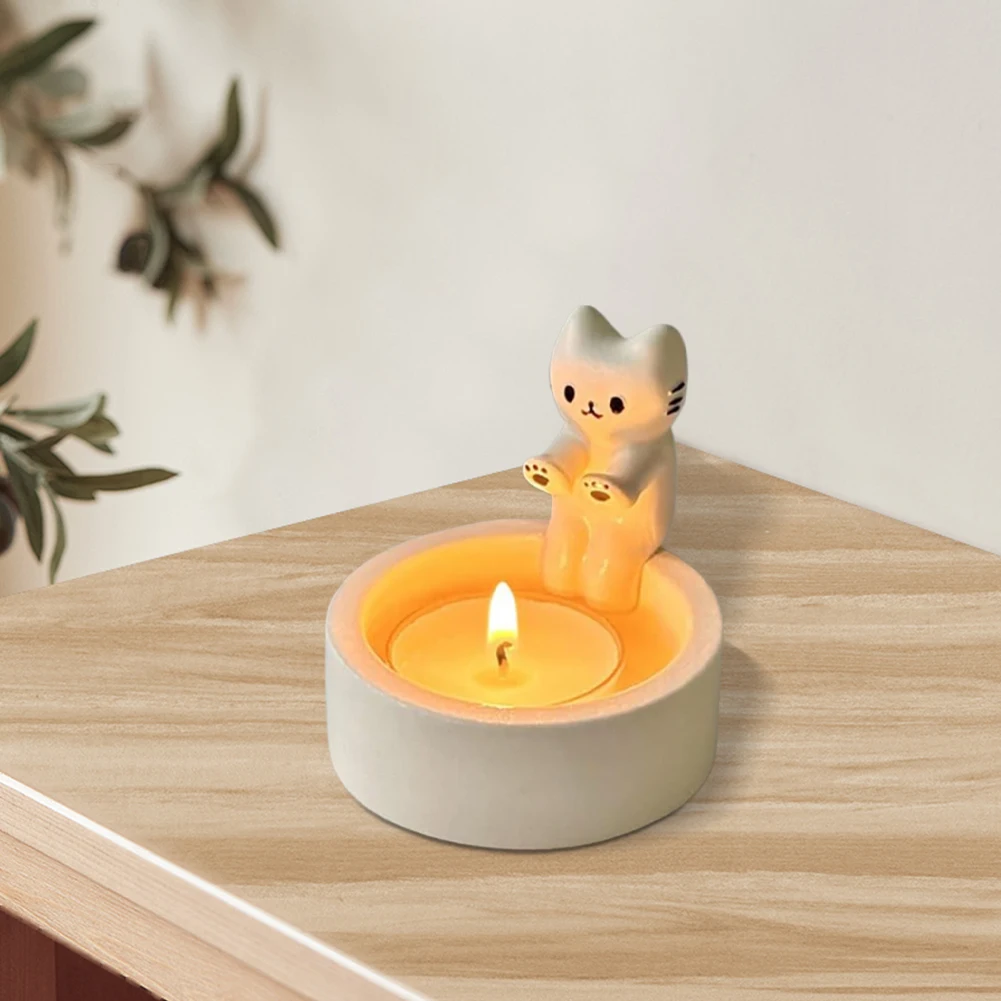 Kitten Aromatherapy Candlestick Resin Decorative Cat Candle Holder Creative Kitten Warming Paws Candlestick Gift for Cat Lover