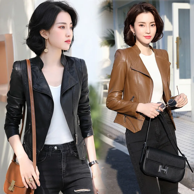 high-end sheepskin jacket for women's 2024 spring and autumn season, new slim fit and slim short style fashionable