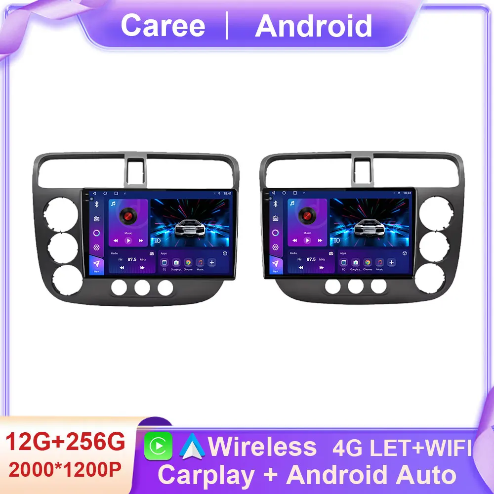 

Android Car Radio Multimedia Player for Honda Civic 2000 - 2006 GPS Navigation QLED Touch Screen WIFI 4G Bluetooth No 2 din din