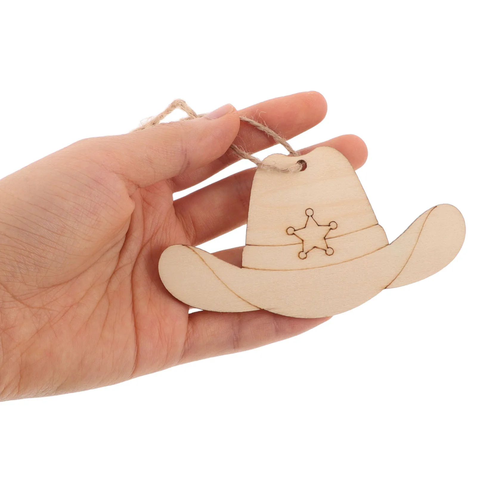 

50Pcs Cowboy Hat Wooden Blank Cutouts DIY Craft Painting Ornaments Western Theme Party Decoration Christmas Wood Blank Ornaments