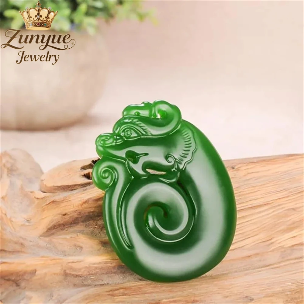 

Natural Hetian Jade Dragon-Shaped Jade Pendant Luxury Quality Jewelry Best Selling Fashion Jewelry Exquisite Charms Popular