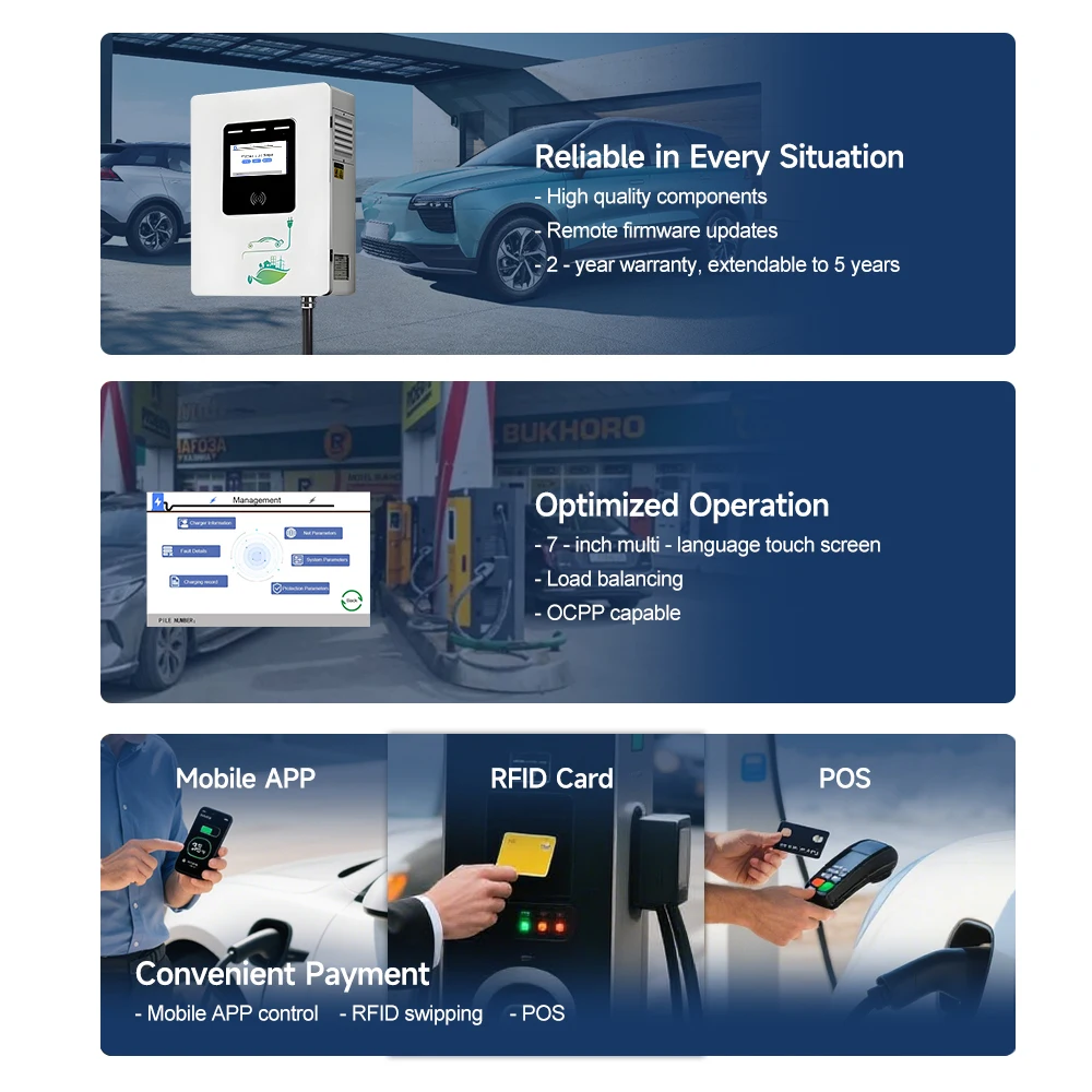 EONDRIVE New 20-40KW EV DC Fast Charging Station IP54 OCPP1.6 Multi-Protocol Card/APP Payment Wall-Mounted for Commercial Home