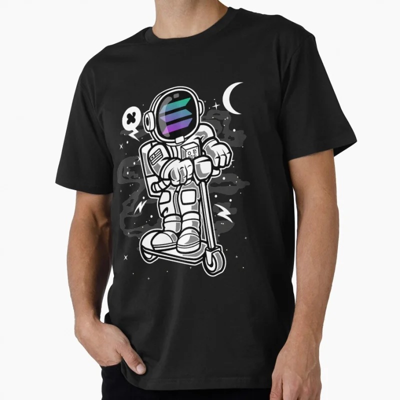 

Astronaut Scooter Solana SOL Coin To The Moon Crypto Token Cryptocurrency Blockchain Wallet HODL Gift T shirt Large size Tops