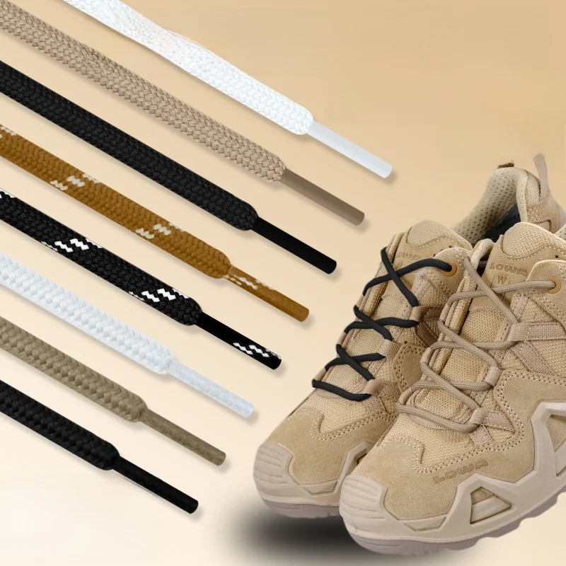 Original round Tactical Outdoor Boots Shoelaces for Lowa Hiking Shoes Mountain Climbing Shoes Men's Black Rope Shoes