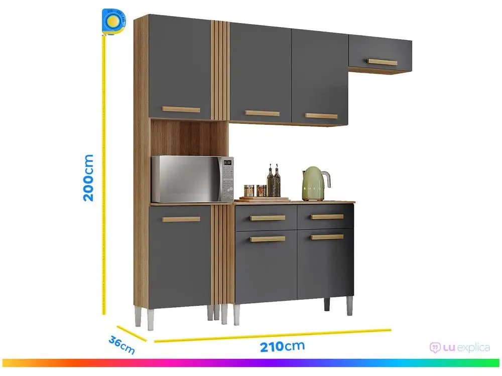 خزانة مطبخ مدمجة مع عداد ، Juma ، درجان ، 7 أبواب #5