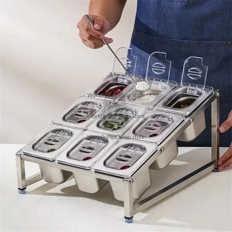 Прозрачный ящик для хранения продуктов из нержавеющей стали со стойкой, видимый выставочный поднос для раковины для магазина чая с молоком, кухонная организация