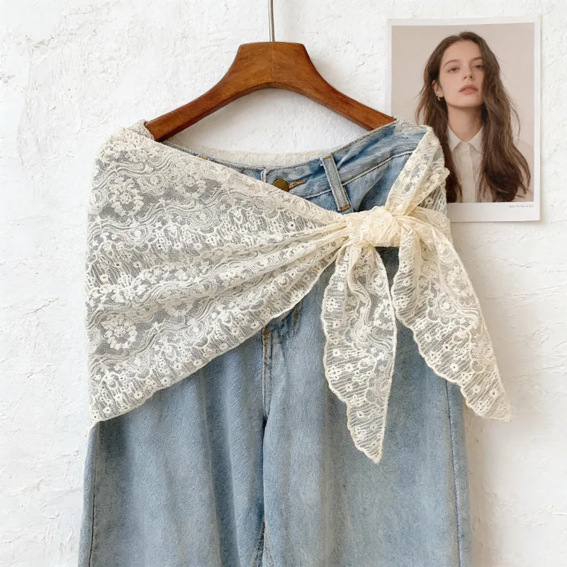 

Plus Size Lace Pee Skirt Shawl for Women New Layering Half Skirt Outer Triangle Waist Scarf Hip Cover Apron