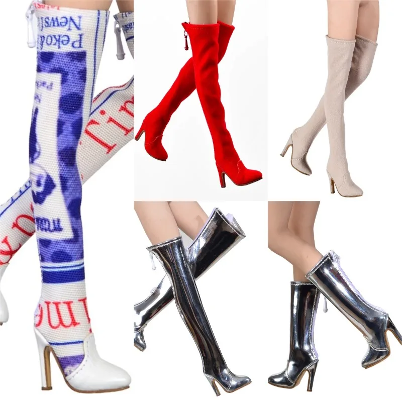 

1/6 Scale 2B Sister Long Hollow Pu Leather Boots Female Soldier Shoes Model for 12" Tbleague Phicen Jiaou Doll Body
