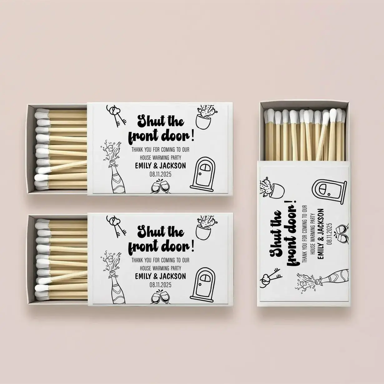 

Shut the front door!/Custom Housewarming Matchboxes/Housewarming Party Favors/Custom Housewarming Matchboxes/New Home Matchbook