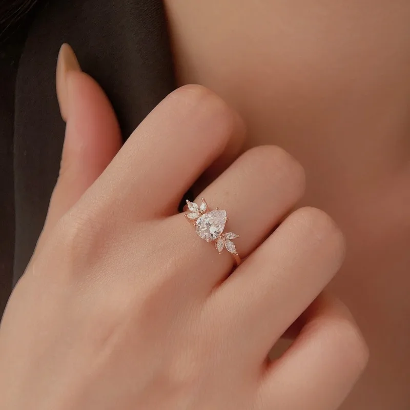 خاتم من الفضة الإسترليني S925، خاتم حب على شكل قلب، خاتم نسائي بتصميم بسيط.