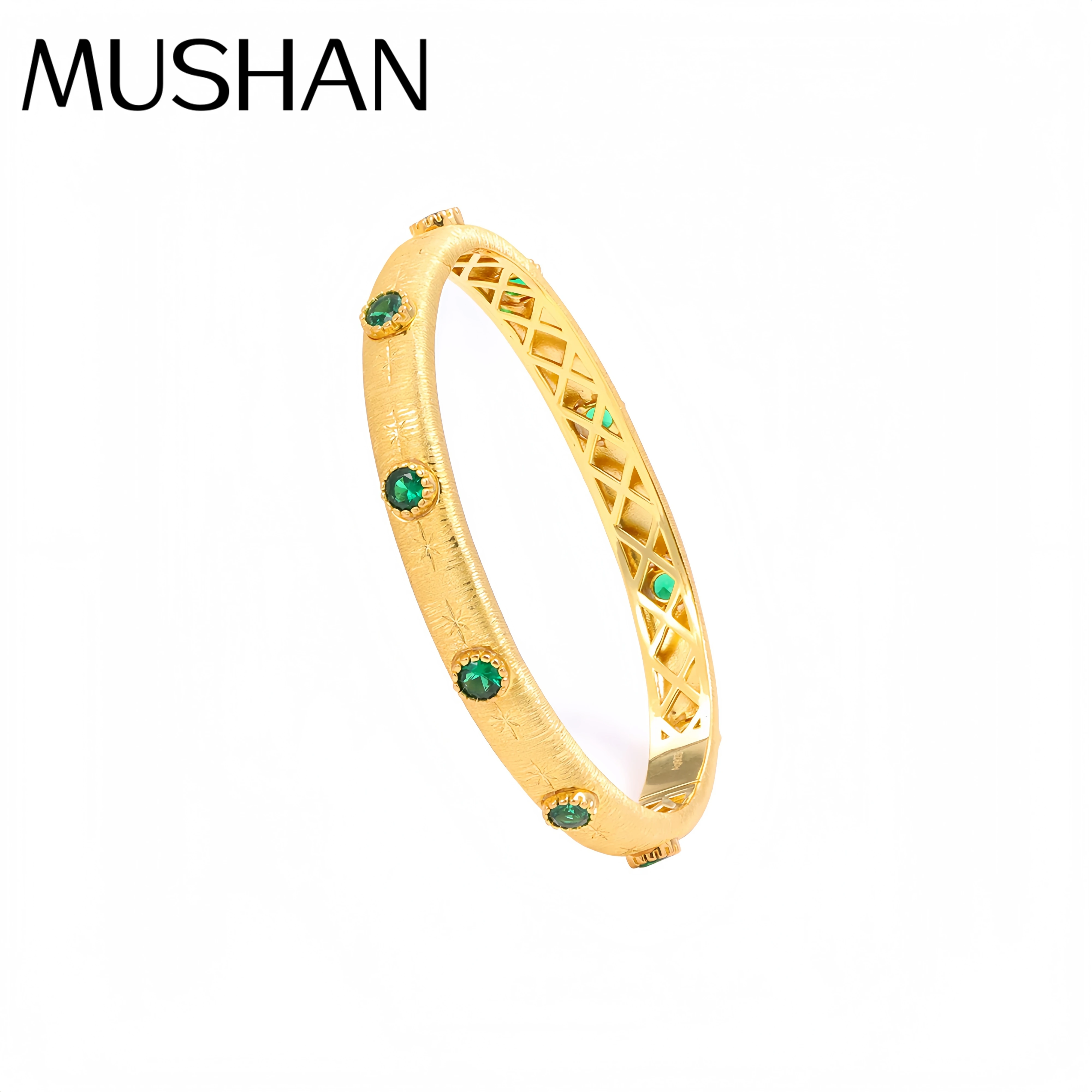 

Mushan Luxury Brand 18K Gold Plated Starry Brushed Gemstones Zircon Bracelet 925 Sterling Silver Bracelets Fine Jewelry