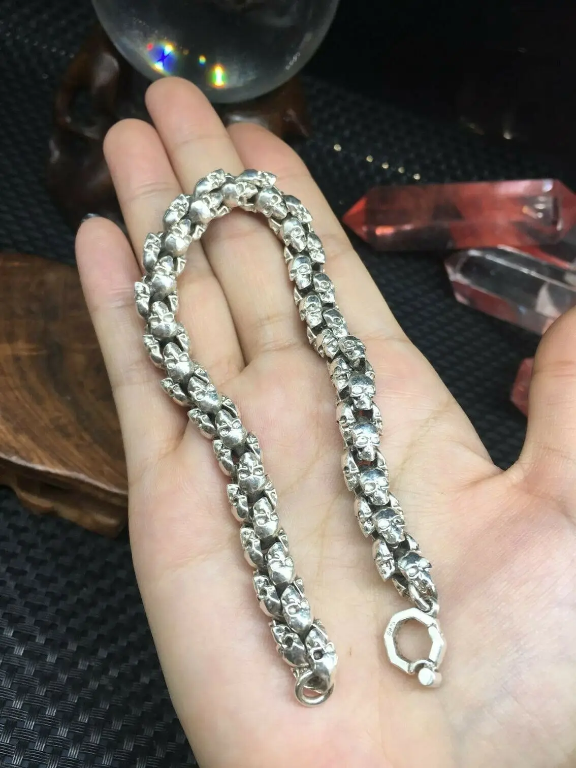 

Asian Tibetan Miao Silver Bracelet Fashion Cool Statue Design Chinese Collection Accessory