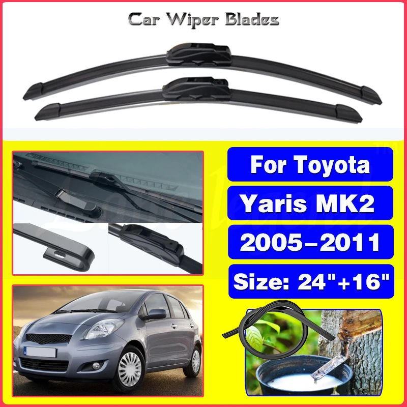 Wiper Front Wiper Blades For Toyota Yaris MK2 2005-2011 Windshield Windscreen Clean Window Car Rain Brushes 2009 2010 24