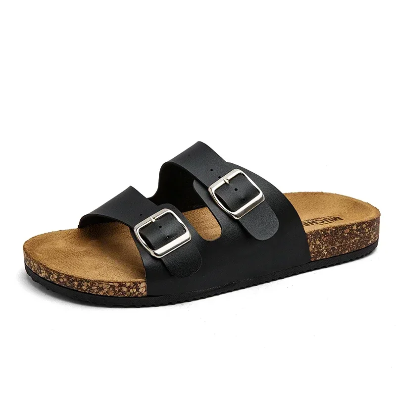 Zapatillas clásicas Unisex a la moda, cómodas zapatillas de corcho de verano para hombres, sandalias para exteriores de microfibra para hombres de talla grande 36-46