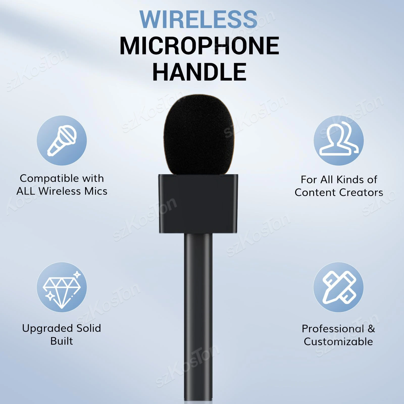 محول ميكروفون بمقبض للمقابلة اللاسلكية متوافق مع ميكروفون DJI Rode Wireless GO لمدونات الفيديو ومسجلات البودكاست على YouTube