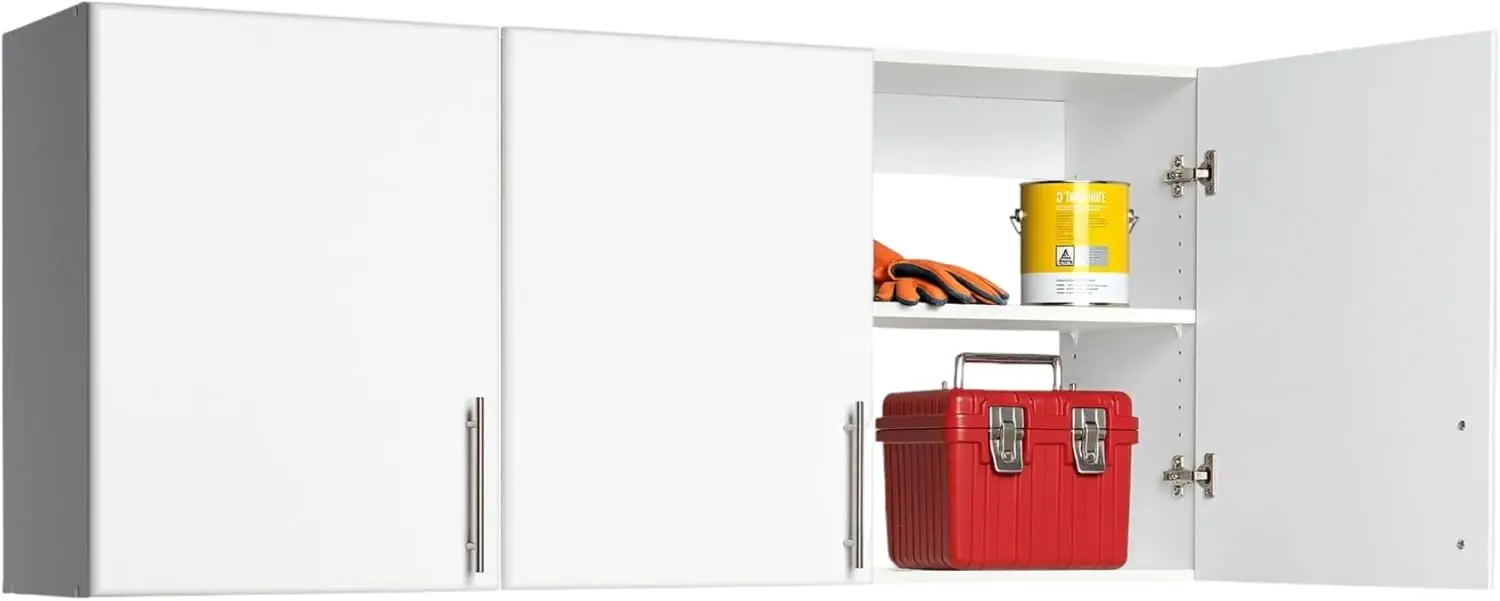 

Белый настенный шкаф с 2 регулируемыми полками, шириной 54 дюйма для хранения вещей для кладовой, кухни, ванной комнаты