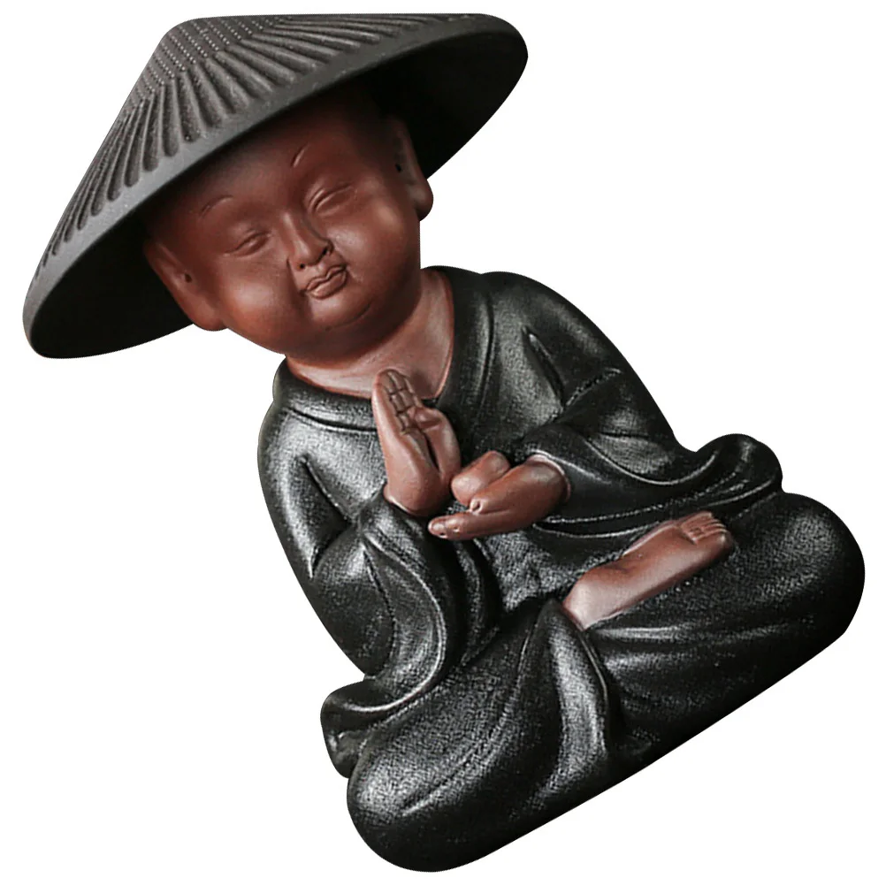 

Small Monk Shape Ceramic Tea Pet Tearoom Decoration Multi-Use Practical Tea Infuser Adornment Ceramic Monk Figurine