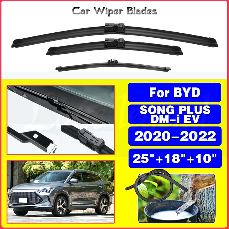 

Car Front Rear Wiper For BYD SONG PLUS DM-i EV 2020 2021 2022 Wiper Blades Soft Rubber Windscreen Wipers Auto Windshield