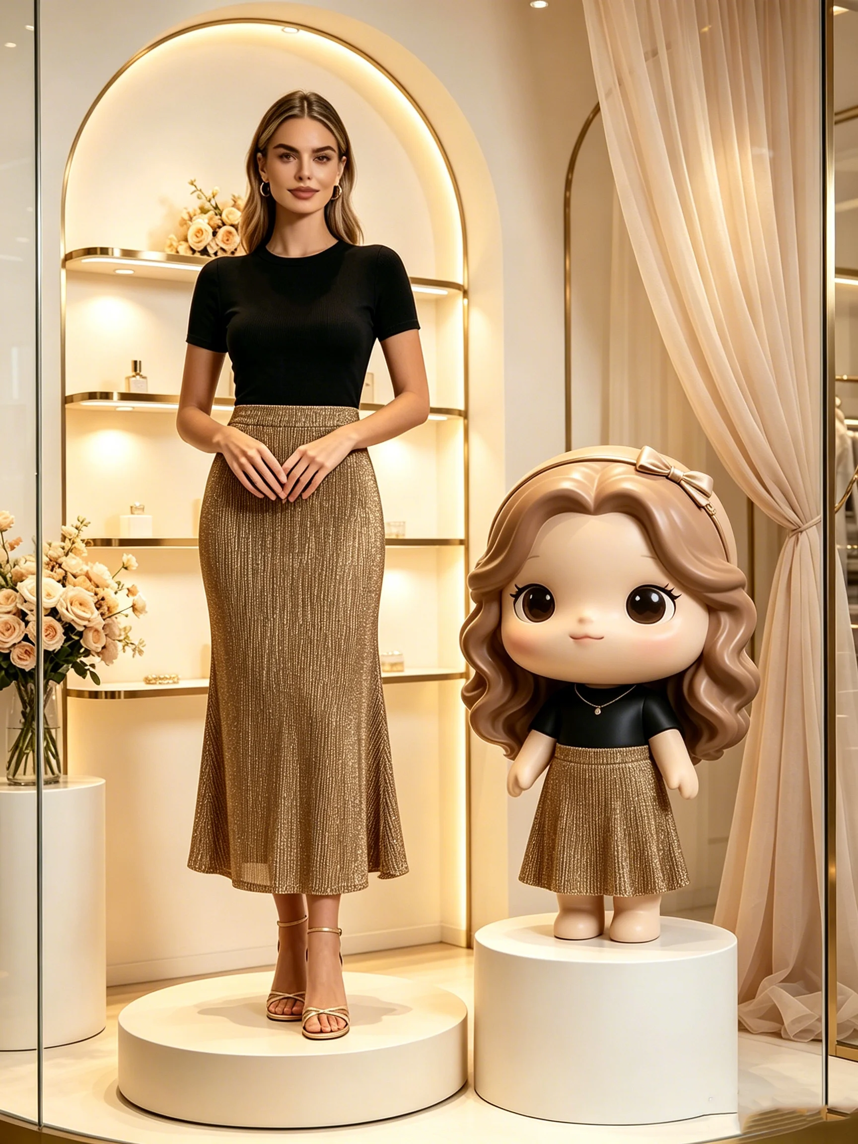 Women's Casual Elegant Solid Color Dress with Elastic Waist And Half Skirt Fashionable Comfortable Women's Clothing