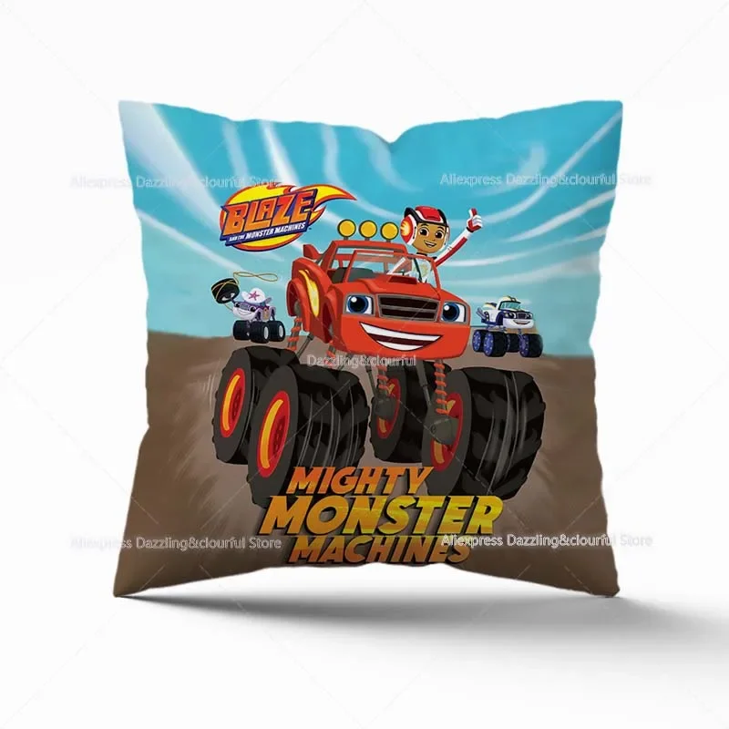 Fundas de almohada de Anime Blaze and the Monster Machines para sofá, funda de almohada de coche, decoración del hogar, fundas de cojín sin almohada, 45x45cm