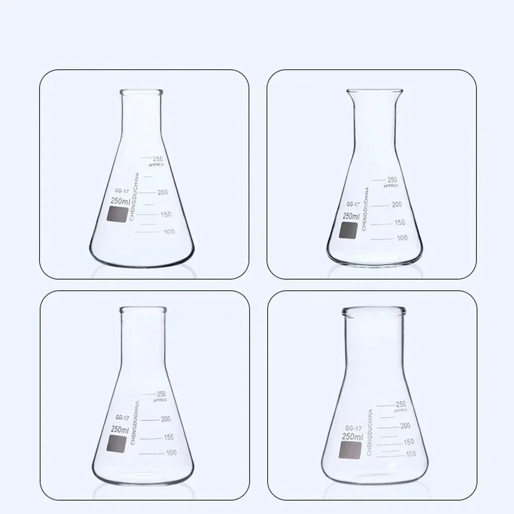 눈금 GG-17 유리종, 넓은 입 플라스크, 실험실 유리용품, 화학 실험, 50 100, 250 500, 1000ml