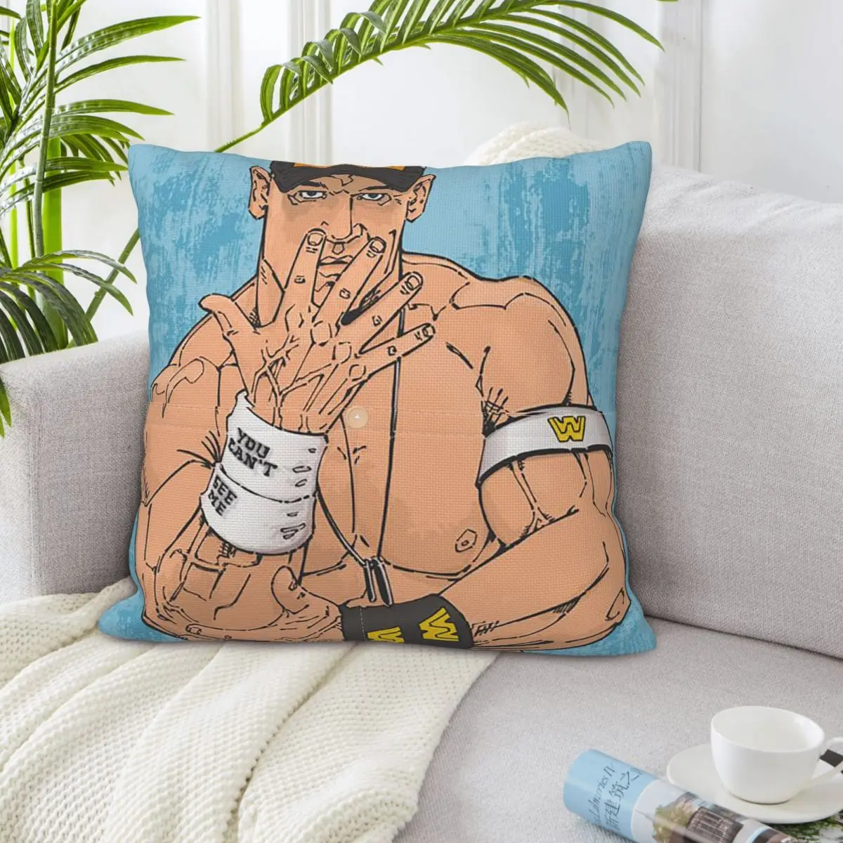 Respect Earn It Cartoon Wrestler Square Linen Pillowcase Cushion Cover Polyester Decorative Bedroom Home Comfort Throw Pillow