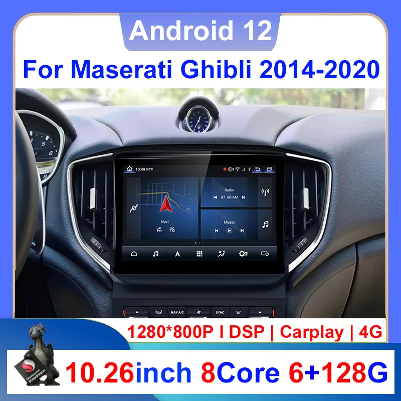 

10.26" Qualcomm Android 12 Car Multimedia Player Stereo Receiver Radio For Maserati Ghibli 2014-2016 with 4G LTE Carplay