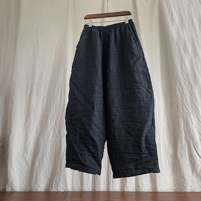 High Quality Women Casual Linen Trousers New 2025 Spring Vintage Style Solid Color Loose Comfortable Female Harem Pants T489