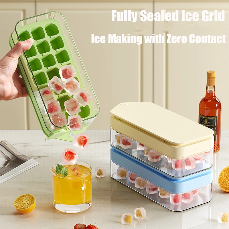 Portable Water Injection Ice Tray Mold, Food Grade Silicone, Press Type, Ice Cube Tray, DIY Ice Maker, 21Grid