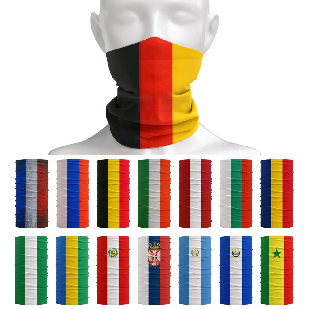 Striped Pattern Face & Neck Gaiter National Flag Bandana Tube Seamless Outdoor Headband Dustproof Cycling Scarf Running Headwear