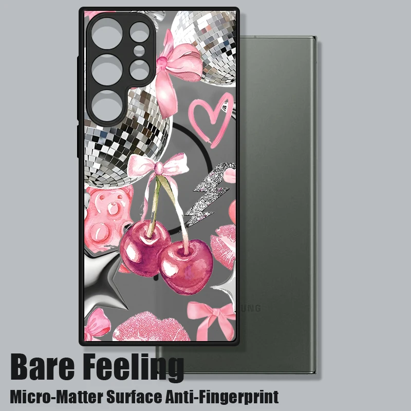 Cute Cherry Pattern Magnetic Phone Case For Samsung Galaxy S26 S23 S24 Ultra S25 FE S22 Plus S25 Edge For Magsafe Hard PC Cover - view 5