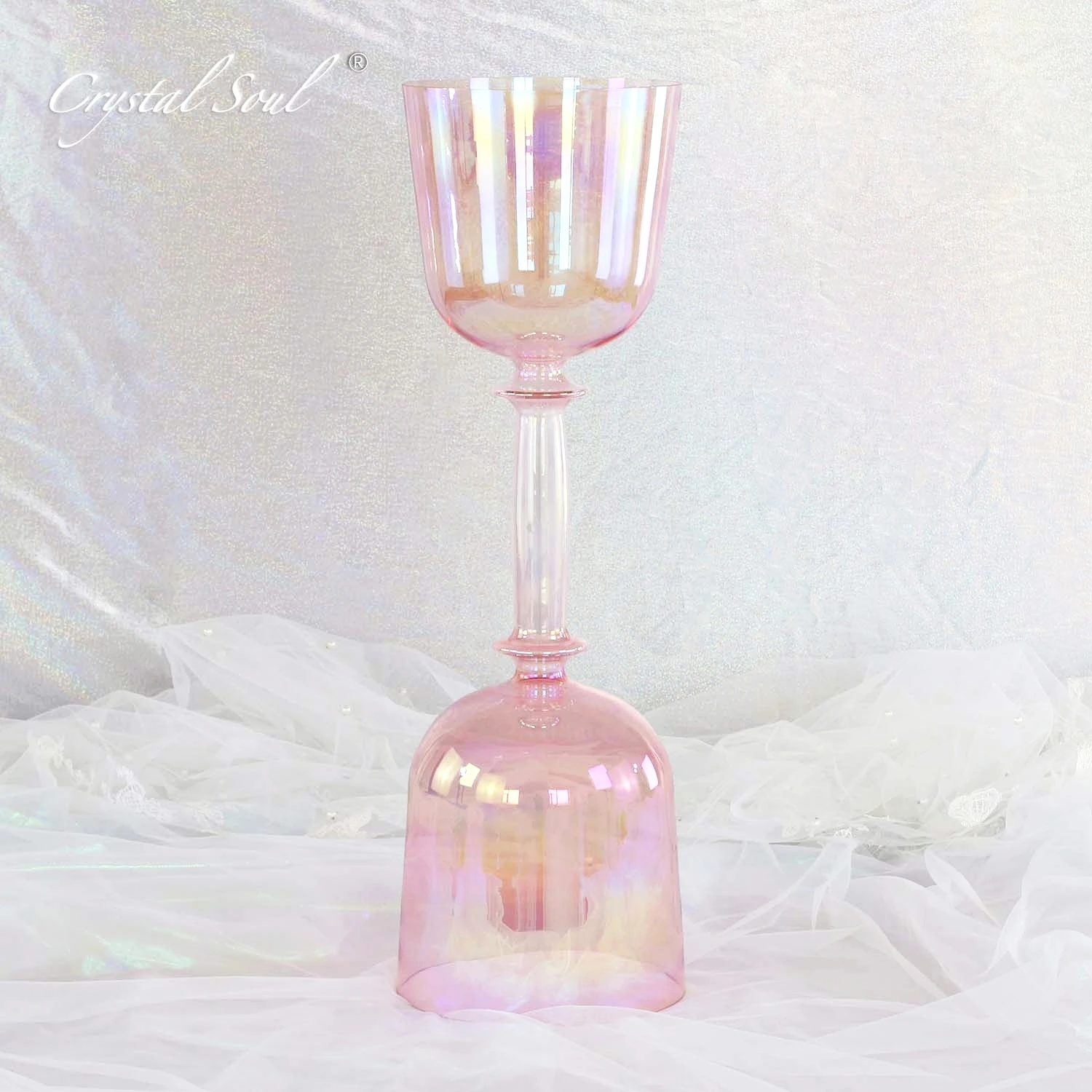 CrystalSoul 432Hz pink Double Headed Crystal Chalice Holy Grail Perfect Pitch  Customized Tone