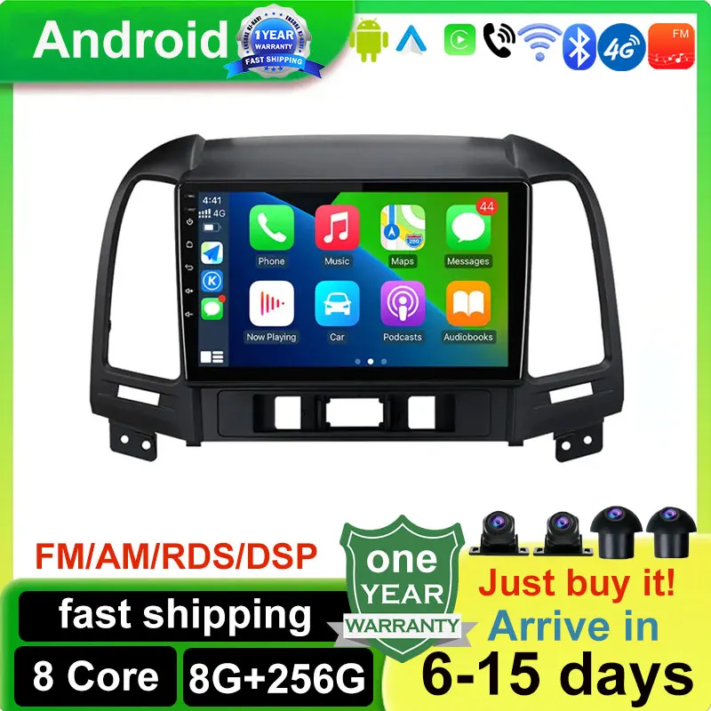 

Carplay Android 14 DSP Car Auto Radio Multimidia Video Player Navigation GPS For Hyundai Santa Fe 2 2006-2012 Head Unit