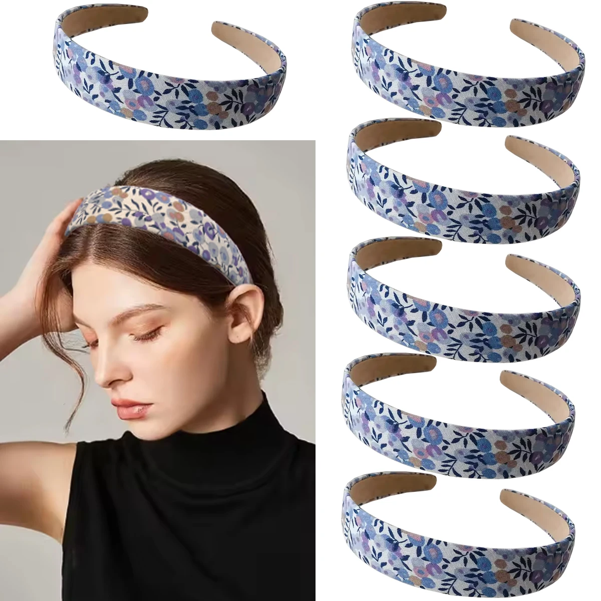 1-6Pcs Fashion Women Hair Band Floral Print Headbands Girls Simple Hairband Printed Hair Hoop Female Hair Accessories Headwear