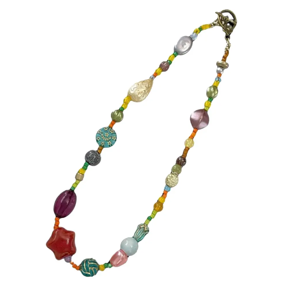 

Colorful Star Necklace Beaded Necklaces Boho Chain Women Clavicle Beach Jewelry Resin Material Comfortable Wear Necklace