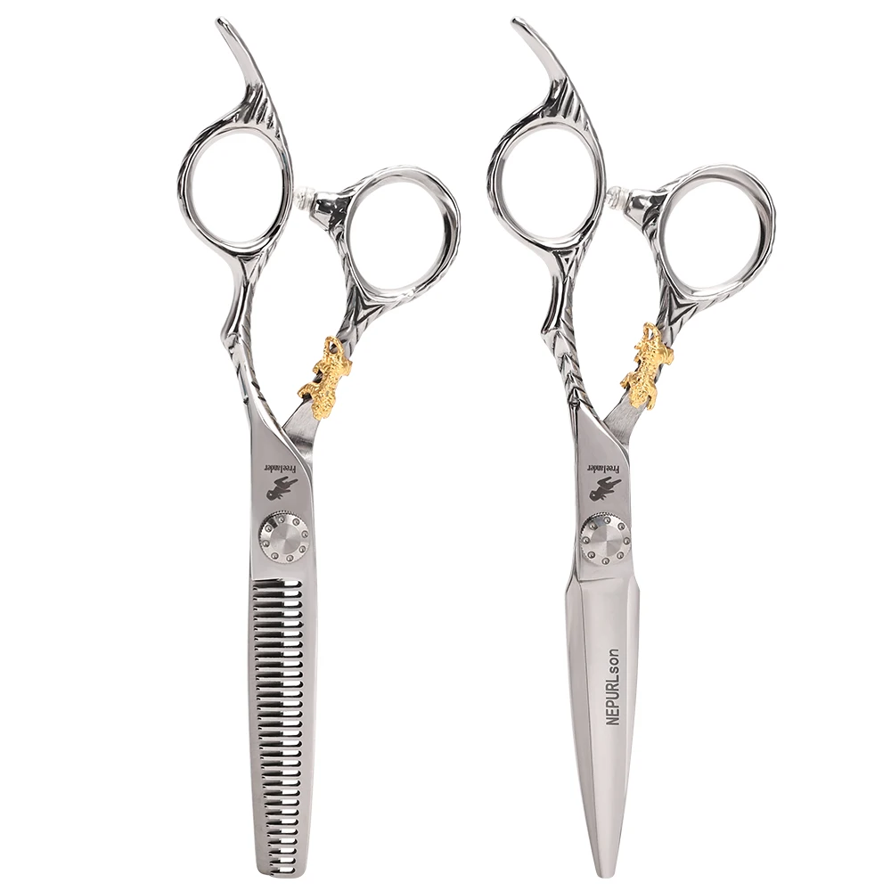 Professional 6 Inch Right Hand Hair Scissors Stainless Steel Sharp Blades Ergonomic Anti-Slip Handle for Barber Styling