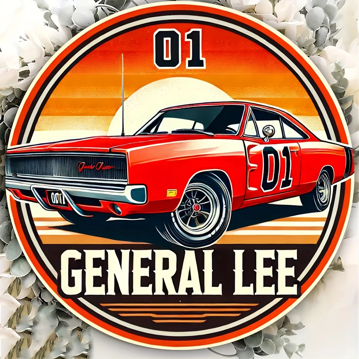 Letrero de chapa de Metal para coche de carreras Lee General Vintage, arte de pared de aluminio de 8x8 pulgadas con diseño número 01 y Duke Boys, decoración de garaje Retro
