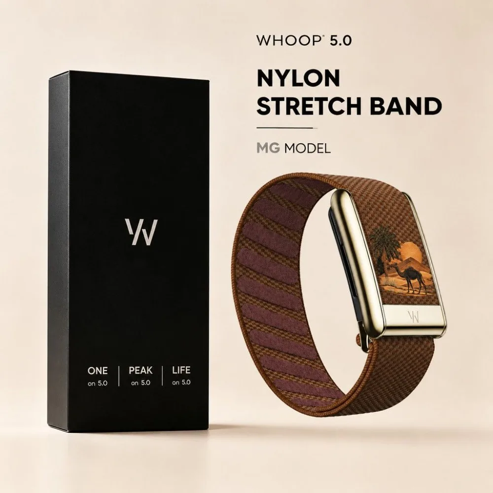 WHOOP 5.0 MG Compatible Desert Camel Pattern Elastic Nylon Woven Sport Replacement Wristband
