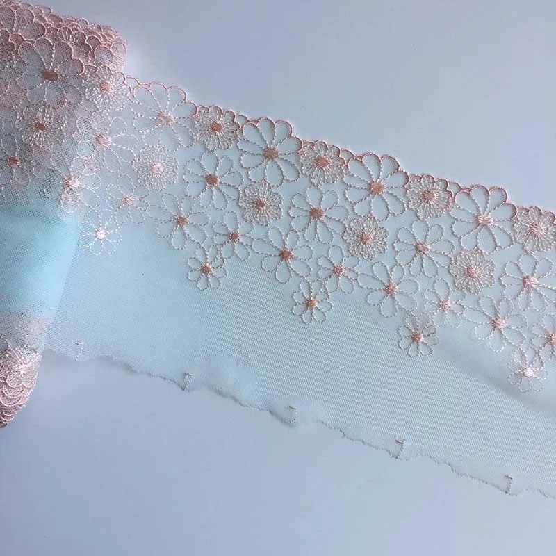 

26Yds One Side Floral Embroidered Lace Trim Mesh Clothes Accessory Lingerie Bra Girl's Dancing Dress Sewing Fabrics DIY
