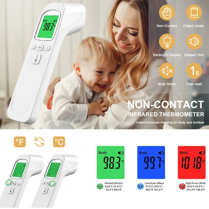 Medical Household Infrared Forehead Digital Adult Non-contact Laser Thermometer LCD Baby Adult Fever InfantBody Ear термометр