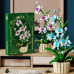 1192pcs Orchid Building Blocks Bouquet Flower Rose Plant Pink Blue Bricks Kid Model Assembled Toys Romantic Valentine's Day Gift