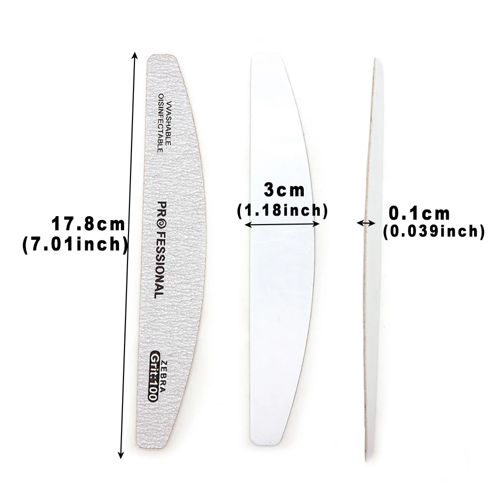 10Pcs Halfmoon Removable Nail Files And Buffer Set 100 180 Grit Nail Supplies For Professional Sanding File Polish Manicure Set