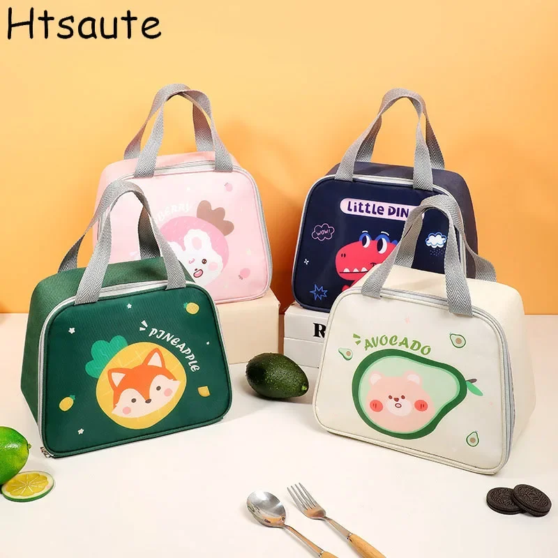 

Милые детские сумки для обеда с принтом мультяшных животных, детская школьная сумка для хранения бенто, термоизоляционная сумка-тоут, мини-сумка