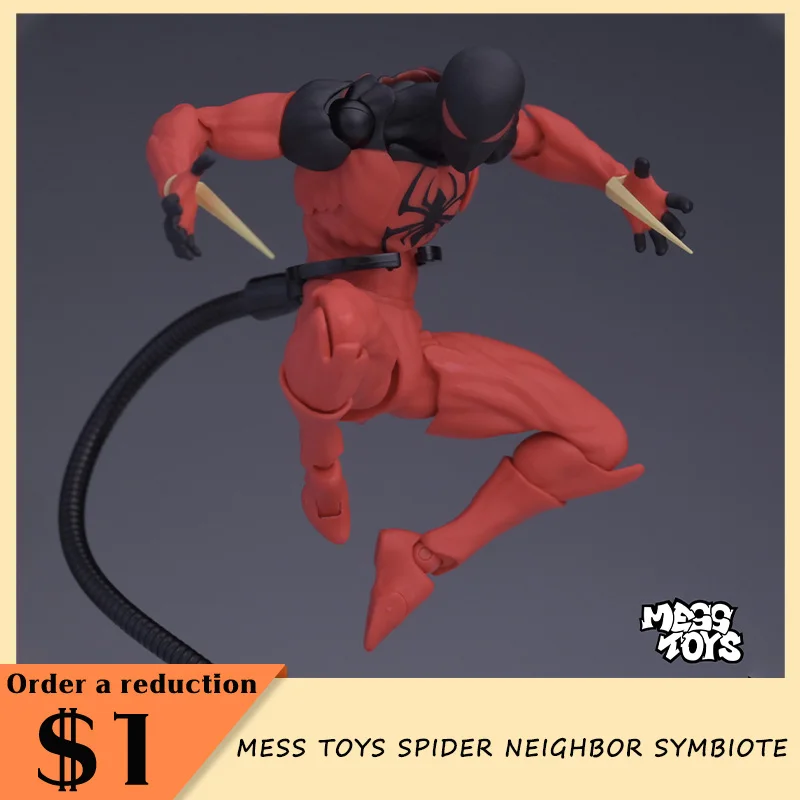 

Mess Toys Spider Black Suit Aciton Figure Neighbor Symbiote Scarlet Spider Kaine Parker Black Red Spider Model Collcect Gift Toy