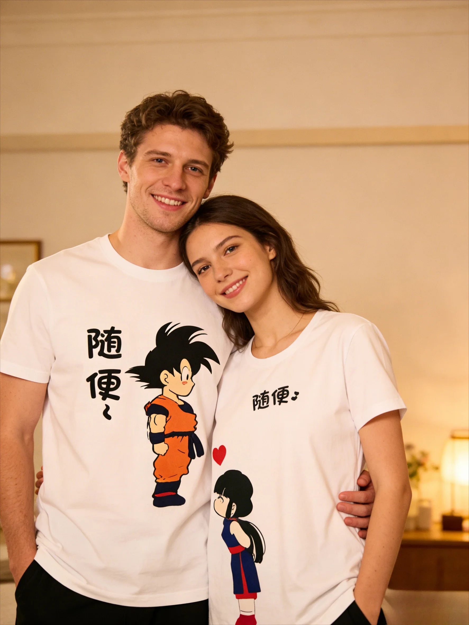 Camiseta Retro de Anime Dragon Ball para Niños, Conjunto para Parejas, Goku y Chi-Chi, Estilo Casual, Deportivo, Divertido, Diseño Y2K