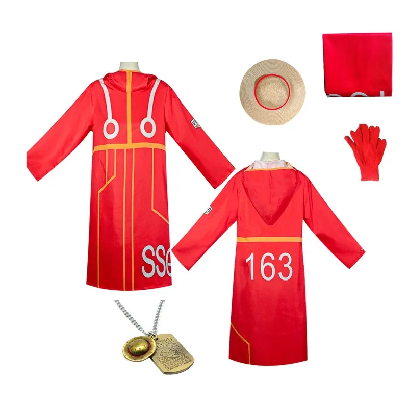 

Egg head Island Costume Monkey D Luffy Robe Cosplay Costume 163 Luffy Jacket Coat Hat Outfit Halloween Suit