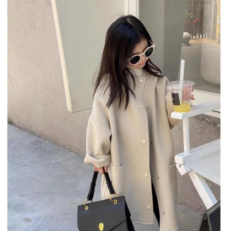 

Осень 2023, новая детская куртка средней длины, детское зарубежное шерстяное пальто среднего и большого размера