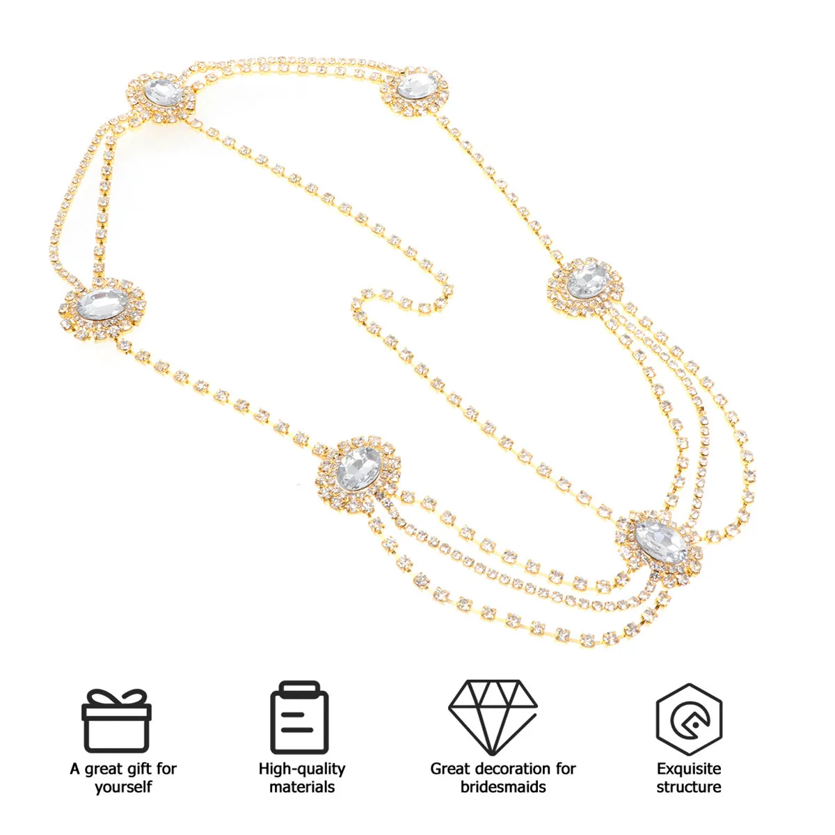 

Rhinestone Women Wedding Head Chain Headwear Bridal Hair Accessory Elegant Bridal Headpiece Jewelry for Engagement Party